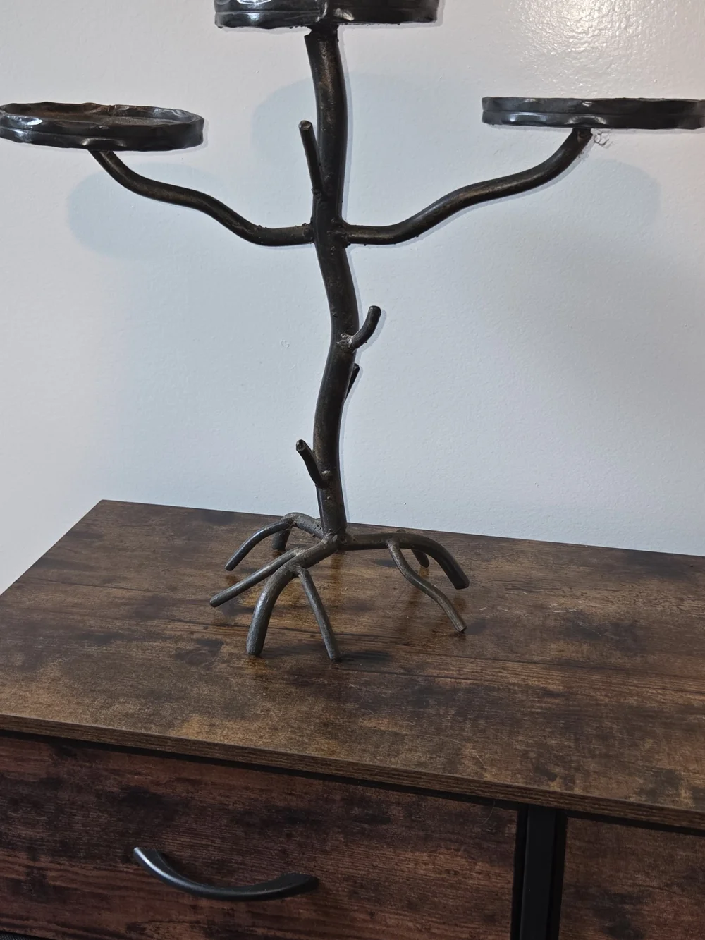 Black Metal Tree-Style 3-Tier Candle Holder